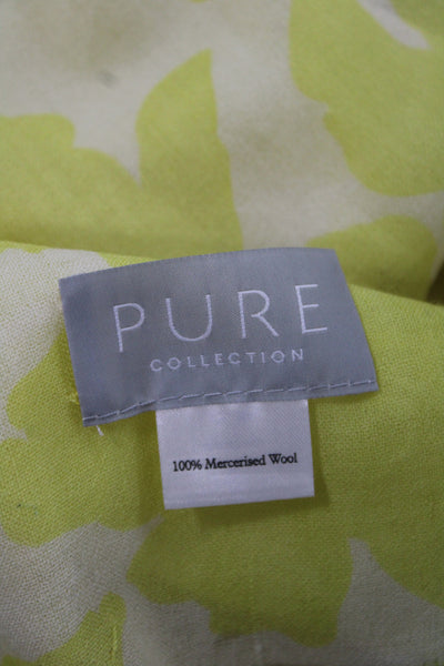 Pure Collection Womens Wool Blend Leaves Print Scarf Yellow 74x15 in.