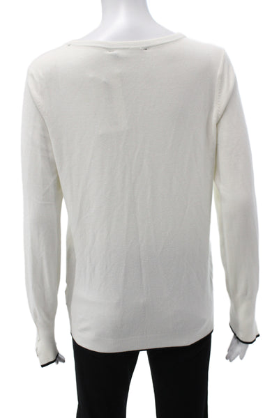Zara Women Cardigan White Long Sleeve Size L