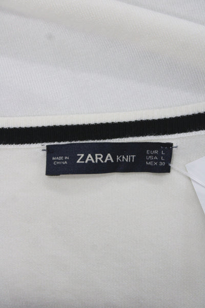 Zara Women Cardigan White Long Sleeve Size L
