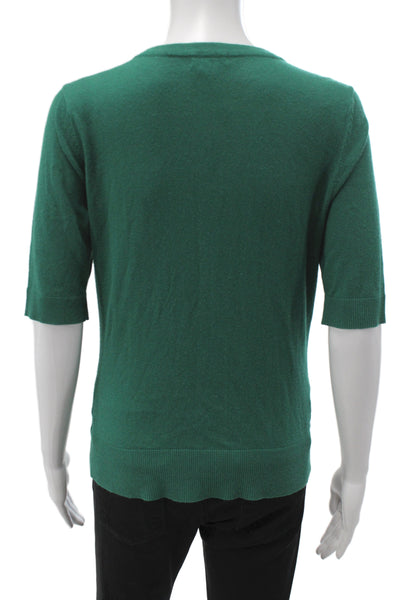 Merona Women Green Short Sleeve Round Neck Cardigan Size M