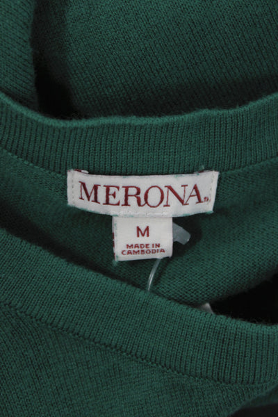 Merona Women Green Short Sleeve Round Neck Cardigan Size M