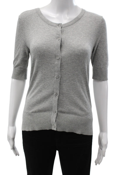 Merona Womens Gray Cardigan 3/4 Sleeve Cotton Classic Size S