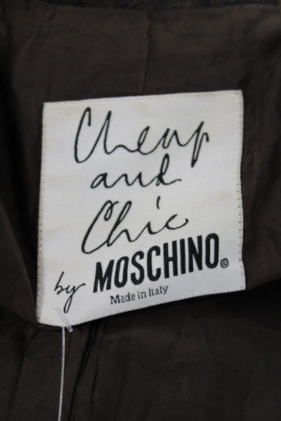 Moschino Cheap & Chic Womens Brown Plaid Wool Jacket Button Long Sleeve Size 6