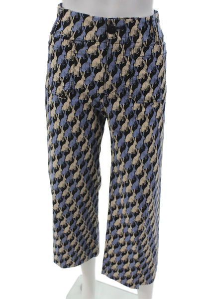 Maeve Anthropologie Womens Cropped Animal Print Beige Pants Size 24P