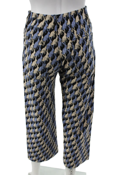 Maeve Anthropologie Womens Cropped Animal Print Beige Pants Size 24P