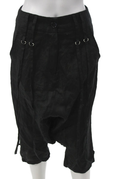 Metamorphoza Women Black Linen Blend Harem Pants Gothic Button Size XS