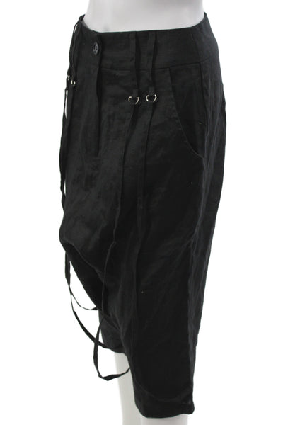 Metamorphoza Women Black Linen Blend Harem Pants Gothic Button Size XS