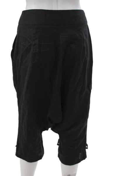 Metamorphoza Women Black Linen Blend Harem Pants Gothic Button Size XS