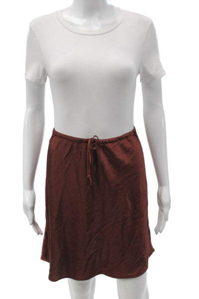 Madewell Womens Mini Skirt Brown Drawstring 57% Polyester Size 00