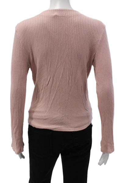 Reformation Women Cardigan Pink V-Neck Long Sleeve Size L