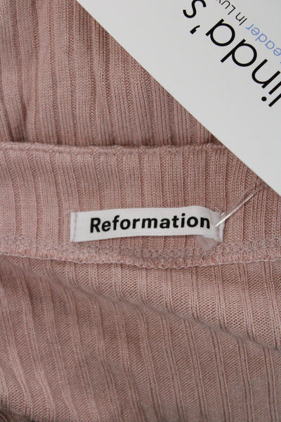 Reformation Women Cardigan Pink V-Neck Long Sleeve Size L