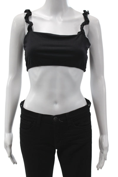 Year Of Ours Women Camisole Black Square Neck Sleeveless Nylon Size M