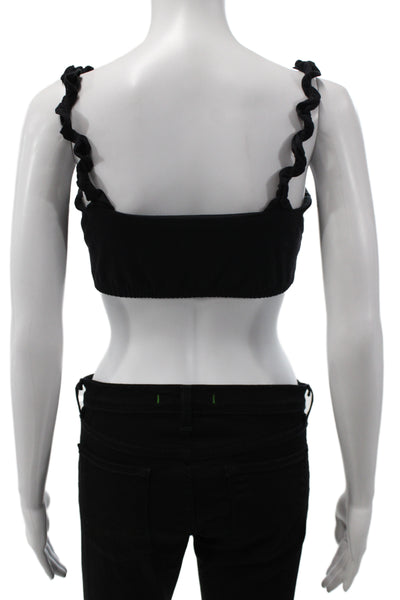 Year Of Ours Women Camisole Black Square Neck Sleeveless Nylon Size M