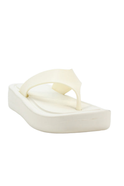 Jeffrey Campbell Womens Platform Slip-On Flip-Flops Cream Size 7