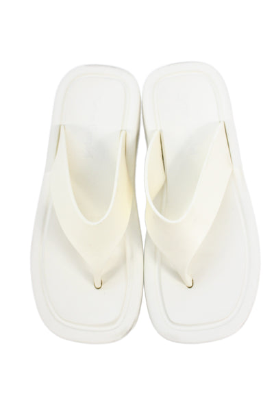 Jeffrey Campbell Womens Platform Slip-On Flip-Flops Cream Size 7