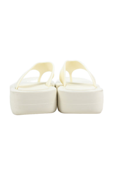 Jeffrey Campbell Womens Platform Slip-On Flip-Flops Cream Size 7