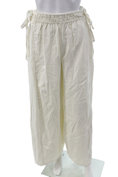 Free-est Women Harem Pants Ivory Cotton Drawstring Boho Size S