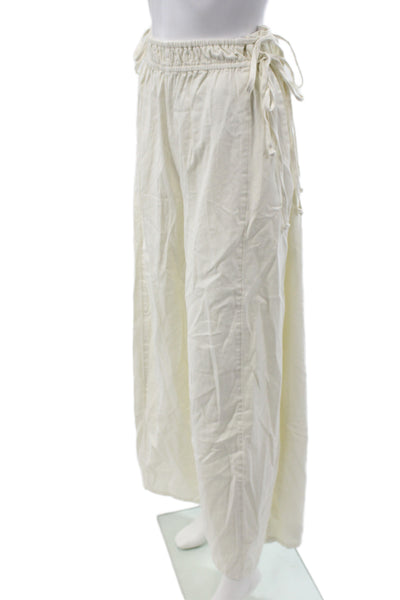 Free-est Women Harem Pants Ivory Cotton Drawstring Boho Size S