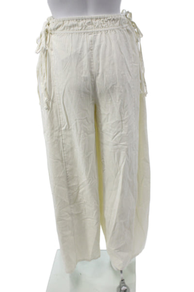 Free-est Women Harem Pants Ivory Cotton Drawstring Boho Size S