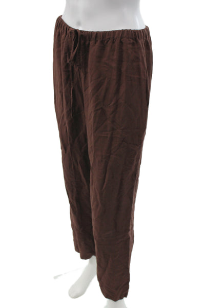Lioness Women Brown Linen Jogger Pants Drawstring Casual Size S