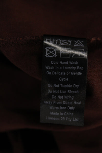 Lioness Women Brown Linen Jogger Pants Drawstring Casual Size S