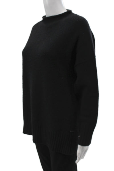 Polo Ralph Lauren Women Black Merino Wool Mock Neck Pullover Long Sleeve Size S