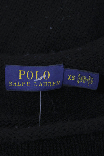 Polo Ralph Lauren Women Black Merino Wool Mock Neck Pullover Long Sleeve Size S