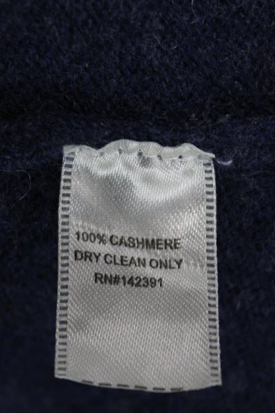 Project Women Henley 100% Cashmere Sweater Blue Long Sleeve Round Neck Size M