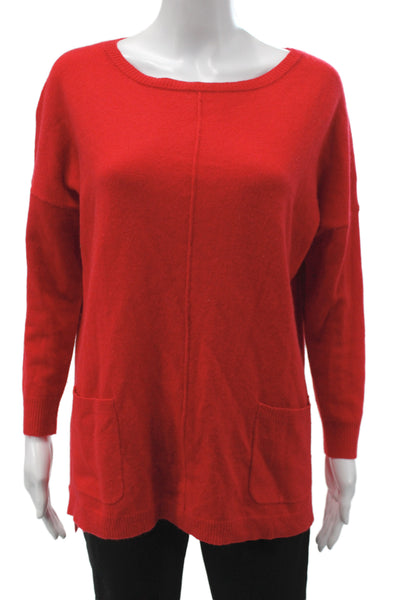 The Cashmere Project Women Red Boat Neck Long Sleeve Pullover Cashmere Size S