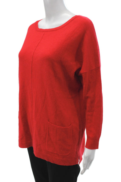 The Cashmere Project Women Red Boat Neck Long Sleeve Pullover Cashmere Size S