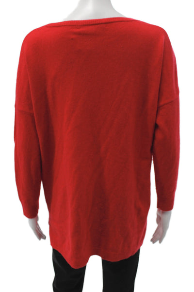 The Cashmere Project Women Red Boat Neck Long Sleeve Pullover Cashmere Size S