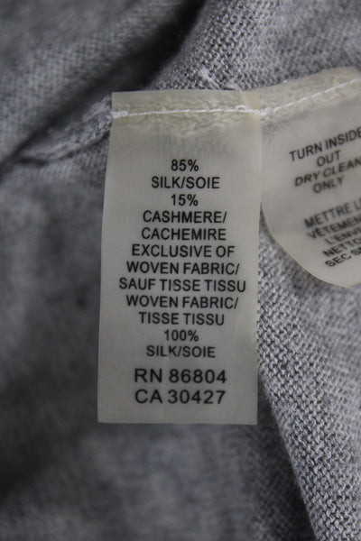 Magaschoni Womens Pullover Sweater Gray Silk Crew Neck Short Sleeve Size M