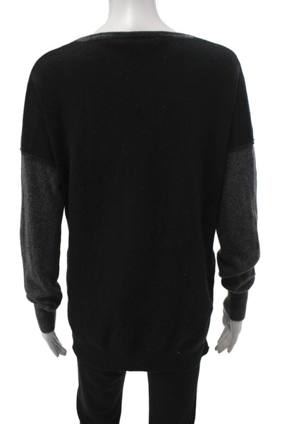 Kokun Womens V-Neck 100% Cashmere Pullover Sweater Gray Long Sleeve Size S