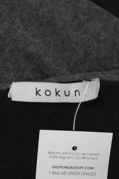 Kokun Womens V-Neck 100% Cashmere Pullover Sweater Gray Long Sleeve Size S