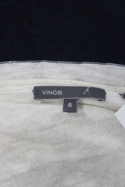 Vince Women Pullover Sweater Blue Striped Boat Neck Long Sleeve Size S