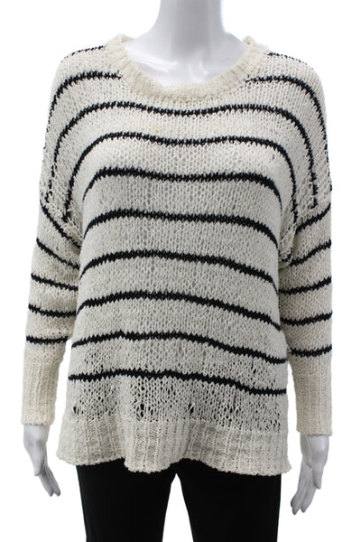 IRO Women Pullover Sweater Ivory Striped Nautical Long Sleeve Size XS