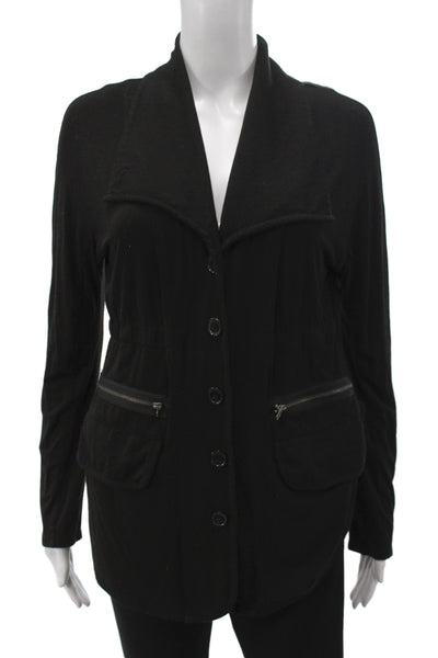Yansi Fugel Women Basic Jacket Black Button 90% Rayon Long Sleeve Size S