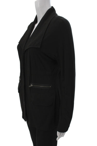 Yansi Fugel Women Basic Jacket Black Button 90% Rayon Long Sleeve Size S