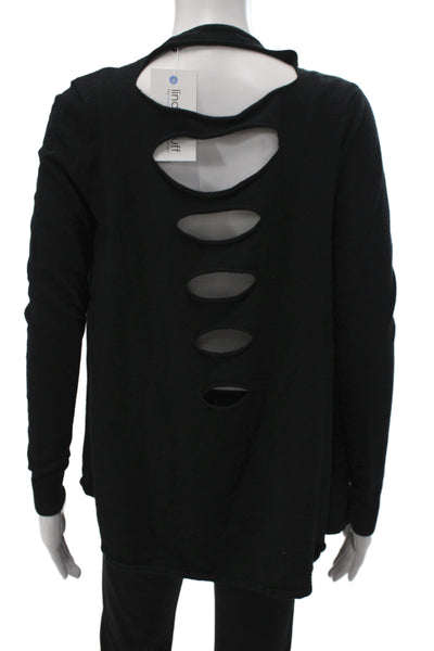 Central Park West Womens Cardigan V-Neck Black Long Sleeve Solid Size S