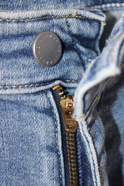 AG Women Cropped Blue Mid-Rise Cotton Jeans Button Fly Size 28