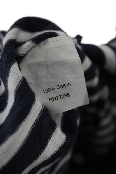 J Crew Womens Blue Striped Jersey T-Shirt Scoop Neck Short Sleeve Cotton Size L
