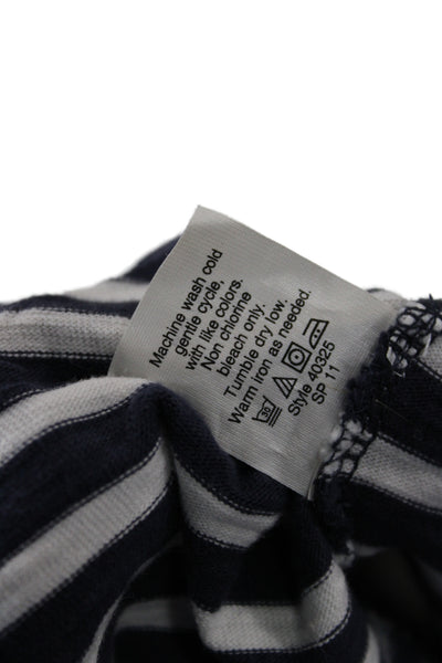 J Crew Womens Blue Striped Jersey T-Shirt Scoop Neck Short Sleeve Cotton Size L