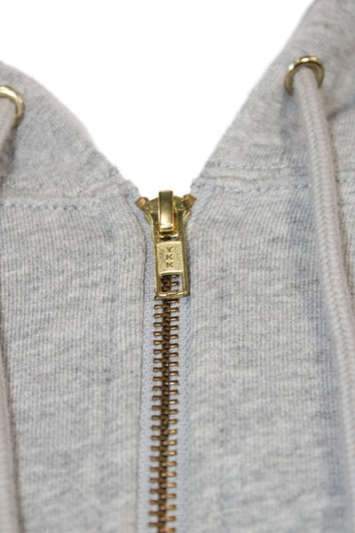 J Crew Womens Full Zip Hoodie Gray Cotton Long Sleeve Size L