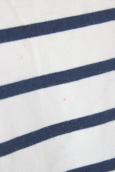 Garnet Hill Women Jersey Boatneck Striped Cotton 3/4 Sleeve Tee Size L