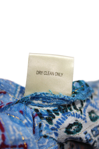 Lovestitch Women Maxi Dress Blue V-Neck Sleeveless Bohemian Mid-Calf Size L