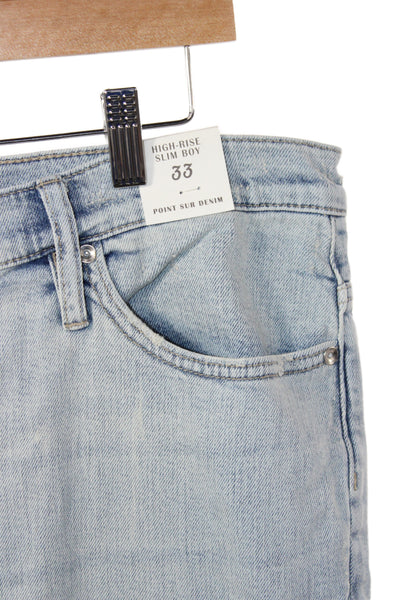 Point Sur Denim Women Boyfriend Jeans Blue Cotton High Rise Size 33