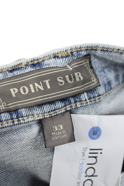 Point Sur Denim Women Boyfriend Jeans Blue Cotton High Rise Size 33