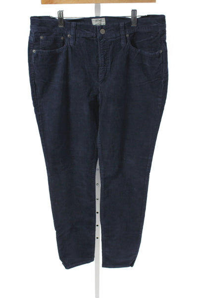 J Crew Women Cropped Pants Blue Button Cotton Inseam 28 Size 31