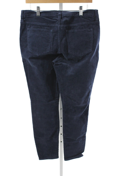 J Crew Women Cropped Pants Blue Button Cotton Inseam 28 Size 31