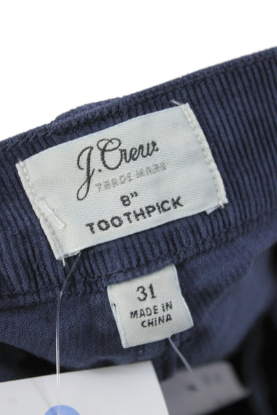 J Crew Women Cropped Pants Blue Button Cotton Inseam 28 Size 31